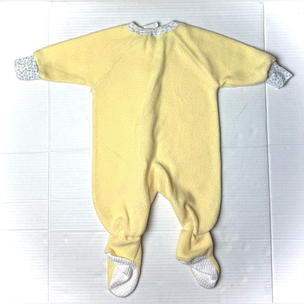 Vintage Gerber Baby 12 Months One Piece Footed Sleeper Blue & Yellow Footie 90s - Picture 6 of 9
